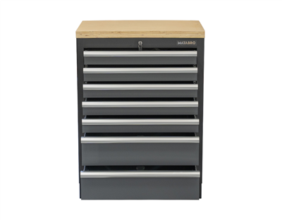 Matabro SET-CA01062, Dílenská skříňka s dřevěnou pracovní deskou | 7 šuplíků | 680x465x950 mm