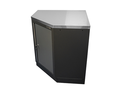 Matabro SET-CA01069, Rohová jednodveřová dílenská skříňka s nerezovou pracovní deskou | 1 police | 865x865x950 mm