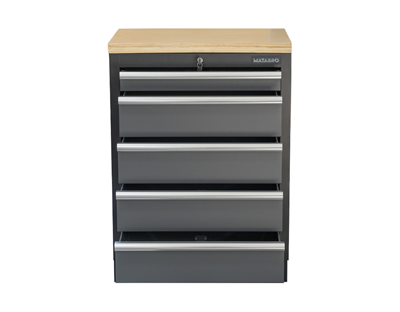 Matabro SET-CA01060, Dílenská skříňka s dřevěnou pracovní deskou | 5 šuplíků | 680x465x950 mm