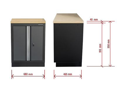 Matabro SET-CA01070, Dvoudveřová skříňka s dřevěnou pracovní deskou | 1 police | 680x465x950 mm