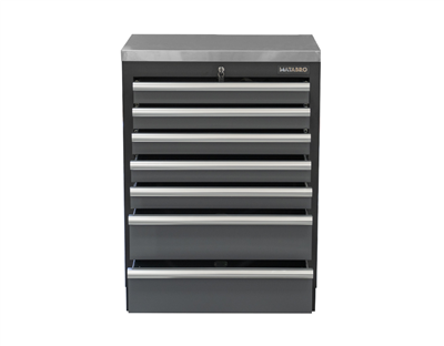 Matabro SET-CA01063, Dílenská skříňka s nerezovou pracovní deskou | 7 šuplíků | 680x465x950 mm