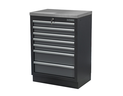 Matabro SET-CA01063, Dílenská skříňka s nerezovou pracovní deskou | 7 šuplíků | 680x465x950 mm