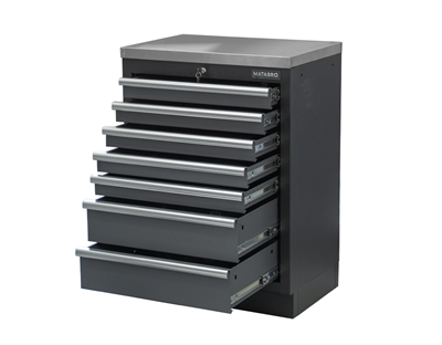 Matabro SET-CA01063, Dílenská skříňka s nerezovou pracovní deskou | 7 šuplíků | 680x465x950 mm