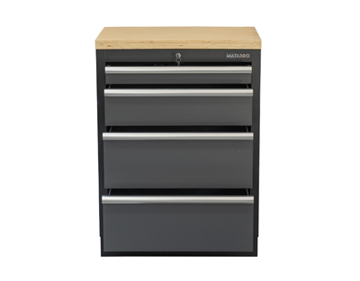 Matabro SET-CA01058, Dílenská skříňka s dřevěnou pracovní deskou | 4 šuplíky | 680x465x950 mm