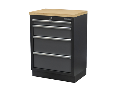 Matabro SET-CA01058, Dílenská skříňka s dřevěnou pracovní deskou | 4 šuplíky | 680x465x950 mm