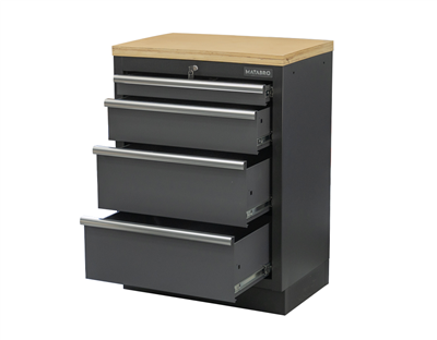 Matabro SET-CA01058, Dílenská skříňka s dřevěnou pracovní deskou | 4 šuplíky | 680x465x950 mm