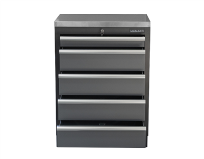 Matabro SET-CA01061, Dílenská skříňka s nerezovou pracovní deskou | 5 šuplíků | 680x465x950 mm