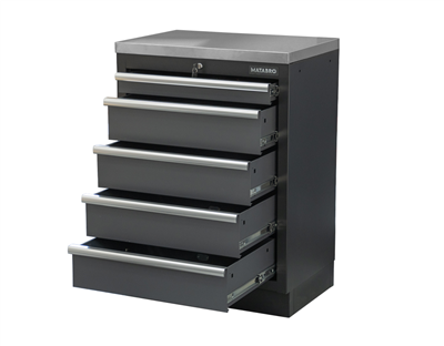Matabro SET-CA01061, Dílenská skříňka s nerezovou pracovní deskou | 5 šuplíků | 680x465x950 mm