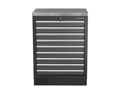 Matabro SET-CA01065, Dílenská skříňka s nerezovou pracovní deskou | 9 šuplíků | 680x465x950 mm