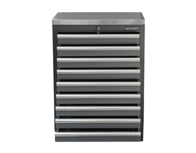Matabro SET-CA01065, Dílenská skříňka s nerezovou pracovní deskou | 9 šuplíků | 680x465x950 mm
