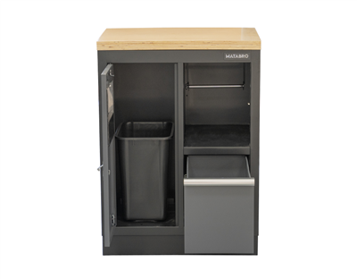 Matabro SET-CA01066, Dílenská skříňka s dřevěnou pracovní deskou | na odpadky | 680x465x950 mm