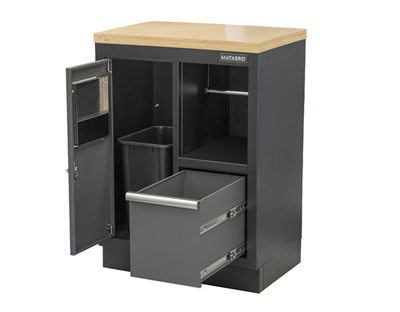 Matabro SET-CA01066, Dílenská skříňka s dřevěnou pracovní deskou | na odpadky | 680x465x950 mm