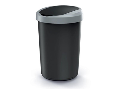 Koš odpadkový COMPACTA R FLAP černý s světle šedým víkem 40l