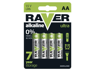 Baterie AA (R6) alkalická RAVER 4ks