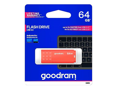 Flash disk GOODRAM USB 3.0 64GB bílo-oranžový