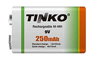 Baterie 6F22 nabíjecí 9V/250mAh TINKO NiMH