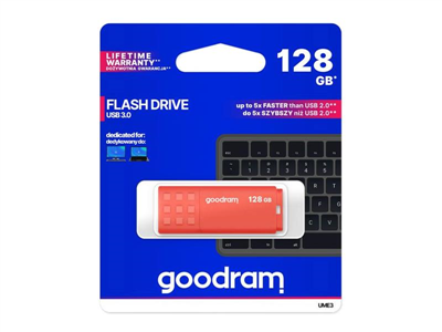 Flash disk GOODRAM USB 3.0 128GB bílo-oranžový