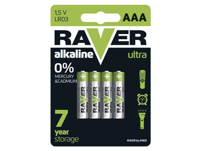 Baterie AAA (R03) alkalická RAVER 4ks