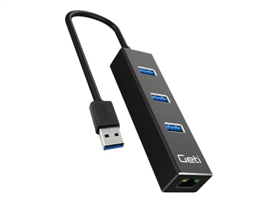 USB rozbočovač GETI GUH3AE 3x USB-A 3.0 + 1x Ethernet