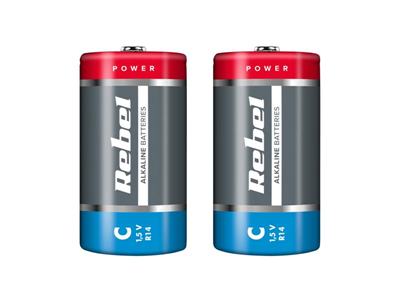 Baterie C (R14) alkalická REBEL Alkaline 2ks / shrink BAT0063