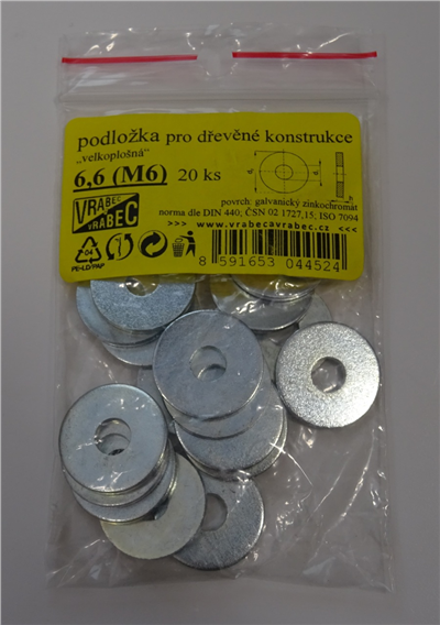 Podložky velkoplošné DIN 440, pozinkované, různé rozměry