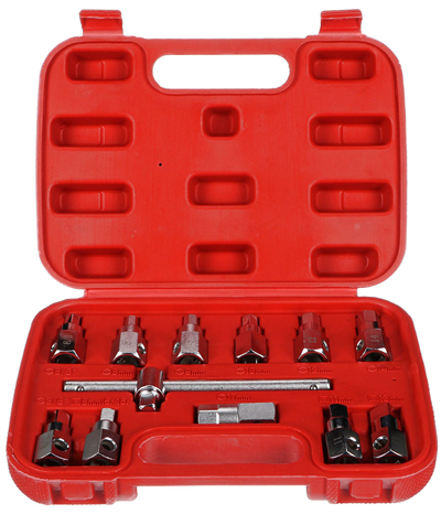 Sada na vypouštění oleje MECHANIC OIL DRAIN SET, hex + čtyřhran, 12 ks - SIXTOL