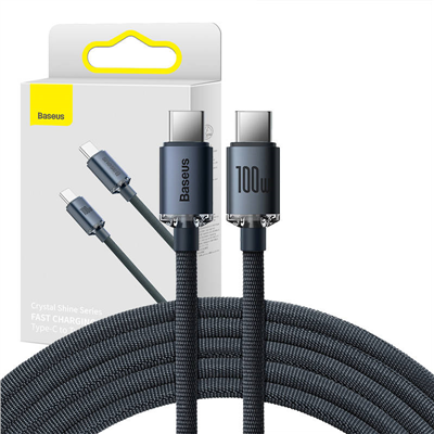Baseus Crystal Shine kabel USB-C na USB-C, 100W, 1,2 m (černý)