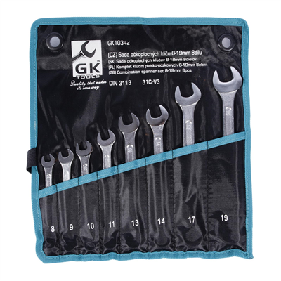 GK TOOLS Sada očkoplochých klíčů, chrom 8 dílů | 6-22 mm, textilní obal