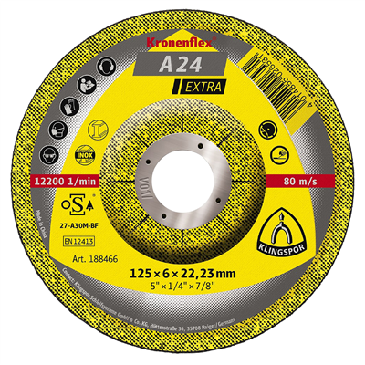 KLINGSPOR Kotouč brusný A 24 Extra A-ocel | 180x6x22,2 mm