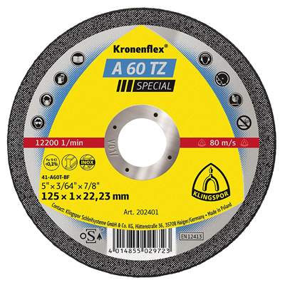 KLINGSPOR Kotouč řezný na nerez A 60TZ Special | 125x1x22,2 mm