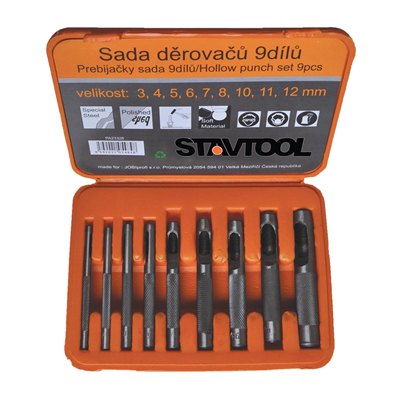 XTLINE Sada děrovačů 9 dílů | 3-12 mm, plastový obal