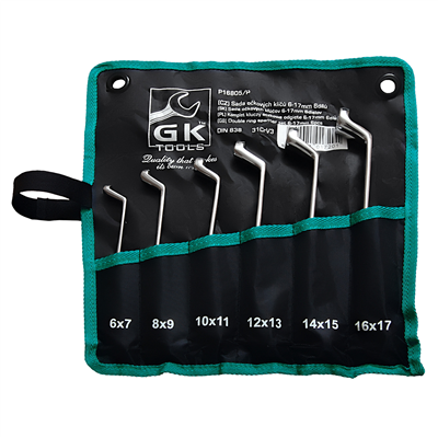 GK TOOLS Sada očkových klíčů vyhnutých chrom 6 dílů | 6-17 mm, textilní obal