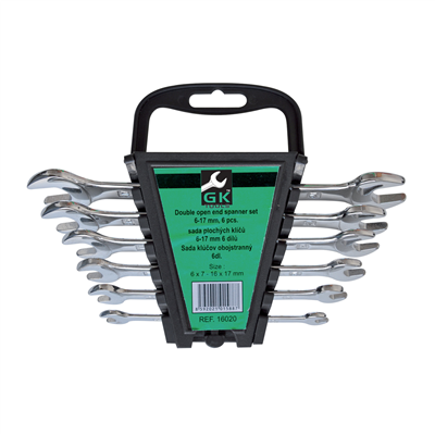 GK TOOLS Sada plochých klíčů, chrom | 6-17 mm, 6 dílů, plastový držák