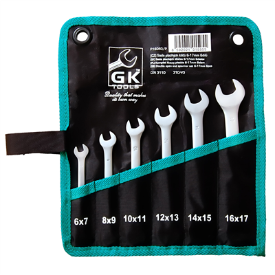 GK TOOLS Sada plochých klíčů, matné | 6-17 mm, 6 dílů, textilní obal