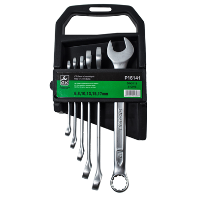 GK TOOLS Sada očkoplochých klíčů, matné | 6-17 mm, 6 dílů, plastový držák