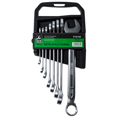 GK TOOLS Sada očkoplochých klíčů, matné | 6-22 mm, 8 dílů, plastový držák