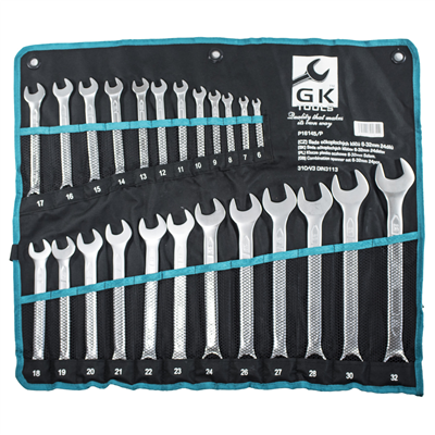 GK TOOLS Sada očkoplochých klíčů, matné 24 dílů | 6-32 mm, textilní obal