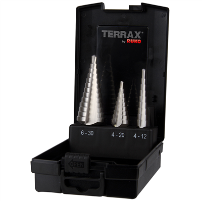 RUKO Sada stupňovitých vrtáků do kovu Terrax | 4-12, 4-20, 6-30 mm