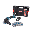 XTline XT102835-1B5B XTLINE Aku úhlová bruska bezuhlíková 18 V, 125 mm + kotouče + baterie 5.0 Ah + nabíječka + box