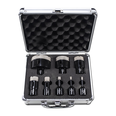 XTLINE Sada vykružovacích diamantových korunek 8 dílů | 6-68 mm, hliníkový box