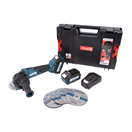 XTline XT102835-2B5B XTLINE Aku úhlová bruska bezuhlíková 18 V, 125 mm + kotouče + 2 baterie 5.0 Ah + nabíječka 3.5 A + box