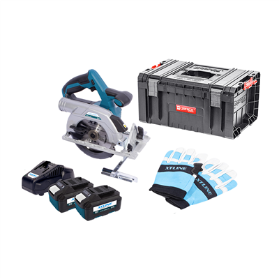 XTLINE Aku kotoučová pila bezuhlíková 18 V, 165 mm + 2 baterie 5.0 Ah + nabíječka 3.5 A + box