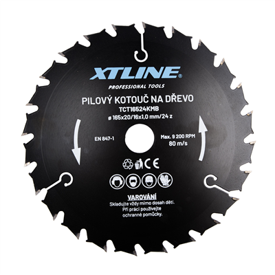 XTLINE Kotouč pilový s SK plátky - kombinovaný | 165x1,0x20 mm, 24 zubů