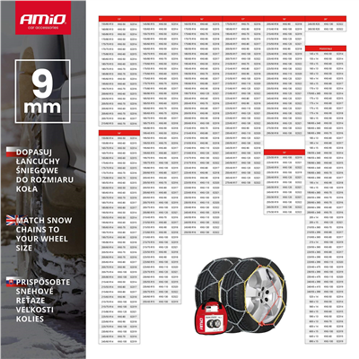 Sněhové řetězy Ö-Norm 9mm + BAG KNS-80 AMiO-02317