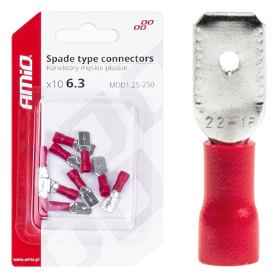 Sada elektrických konektorů 6.3mm 0.5-1.5mm2 10A 10 ks