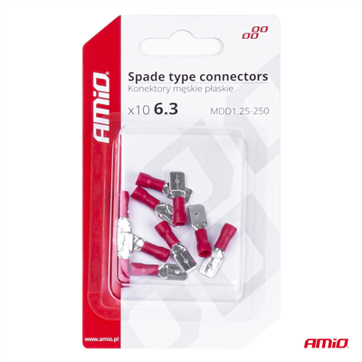 Sada elektrických konektorů 6.3mm 0.5-1.5mm2 10A 10 ks