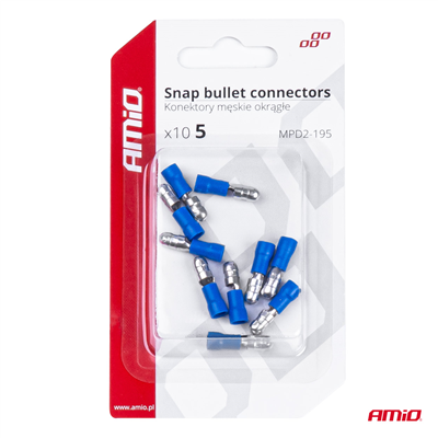 Elektrický konektor – válcový kolík 5mm 1.5-.25mm2 15A 10 ks
