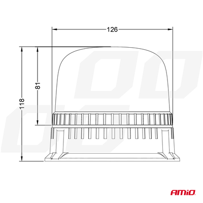 Výstražný maják W25b 3 šrouby R65 R10 24LED 12/24V IP66