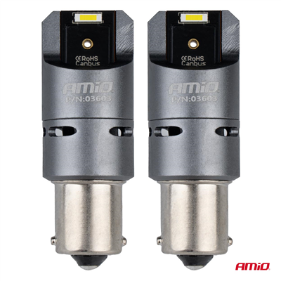 LED žárovky FULL CANBUS PRO BA15S P21W 2x1860SMD bílé 12V 24V AMIO-03603