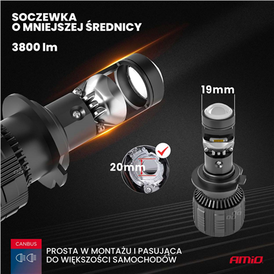 LED žárovky hlavního svícení PL Lens Série H7 AMiO-03668